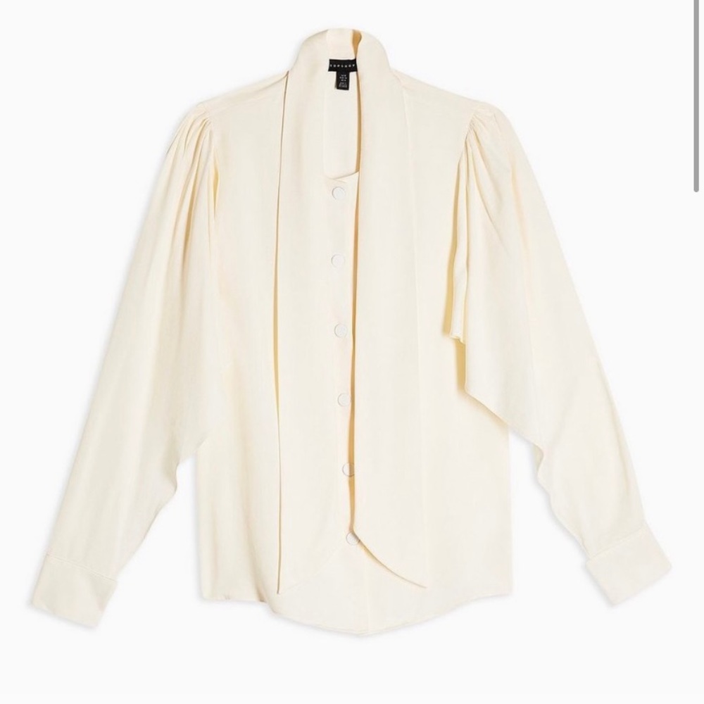 LOOKING FOR Topshop Idol Twill Neck tie blouse